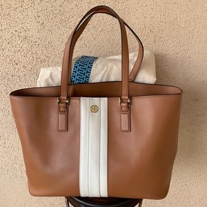 Tory Burch Tote Light Brown and Cream with dust bag.